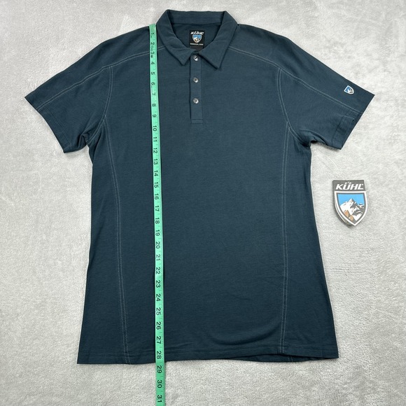 Kuhl Skor Polo Shirt Mens Small Deep River Blue Supima Cotton Casual Outdoors - Picture 11 of 12